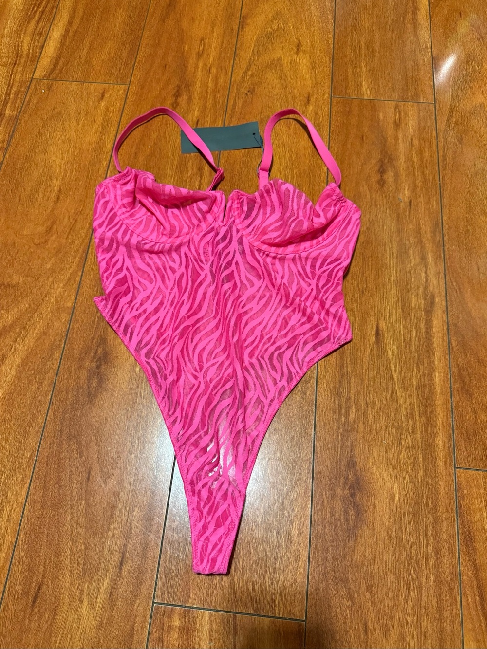 Pink One-Piece Swimsuit with Zebra Texture